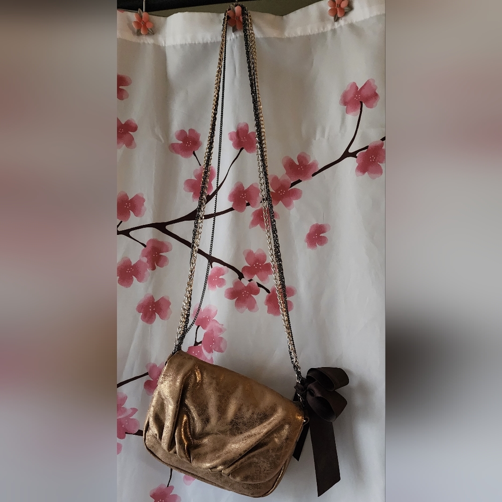 NWT Gap Crossbody Bag Bronze Speckled Gold Silver Steel Color Chain Straps 8.5"